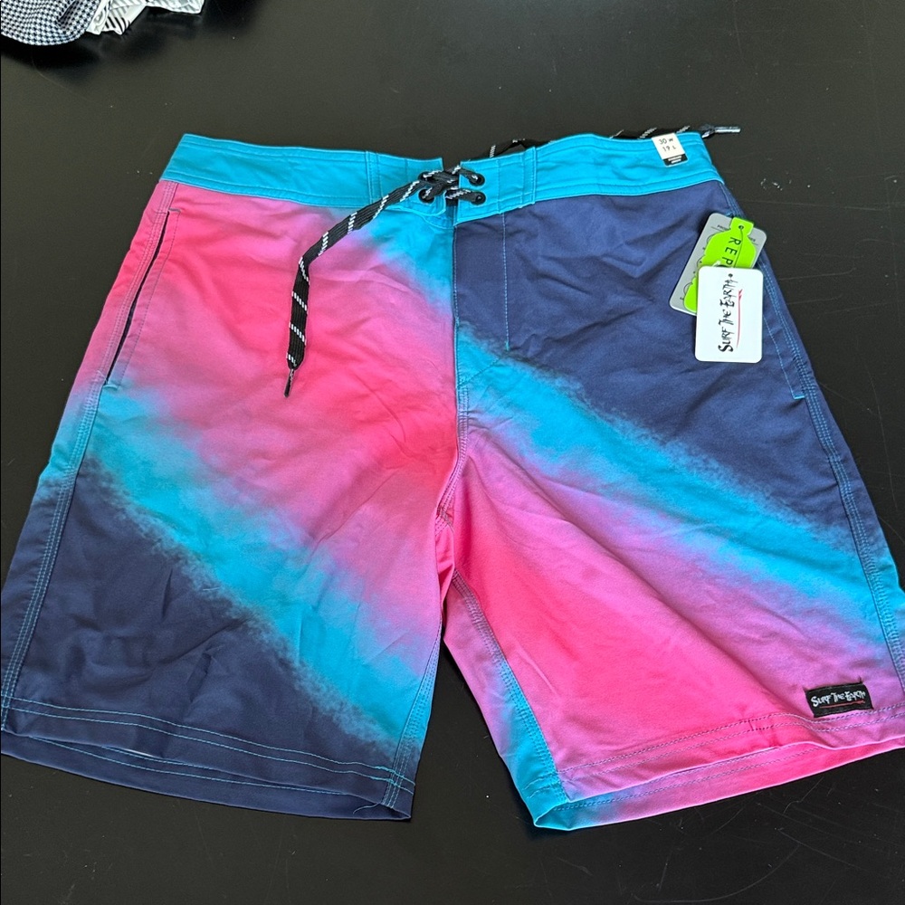 Surf Style Men's Pink and Blue Board Shorts